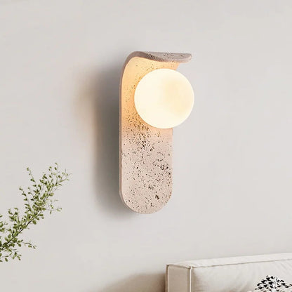 Noah - Yellow Cave Stone Wall Light White Glass LED
