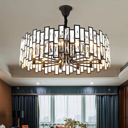 Ellington - Black Round Tiered Glass Ceiling Chandelier