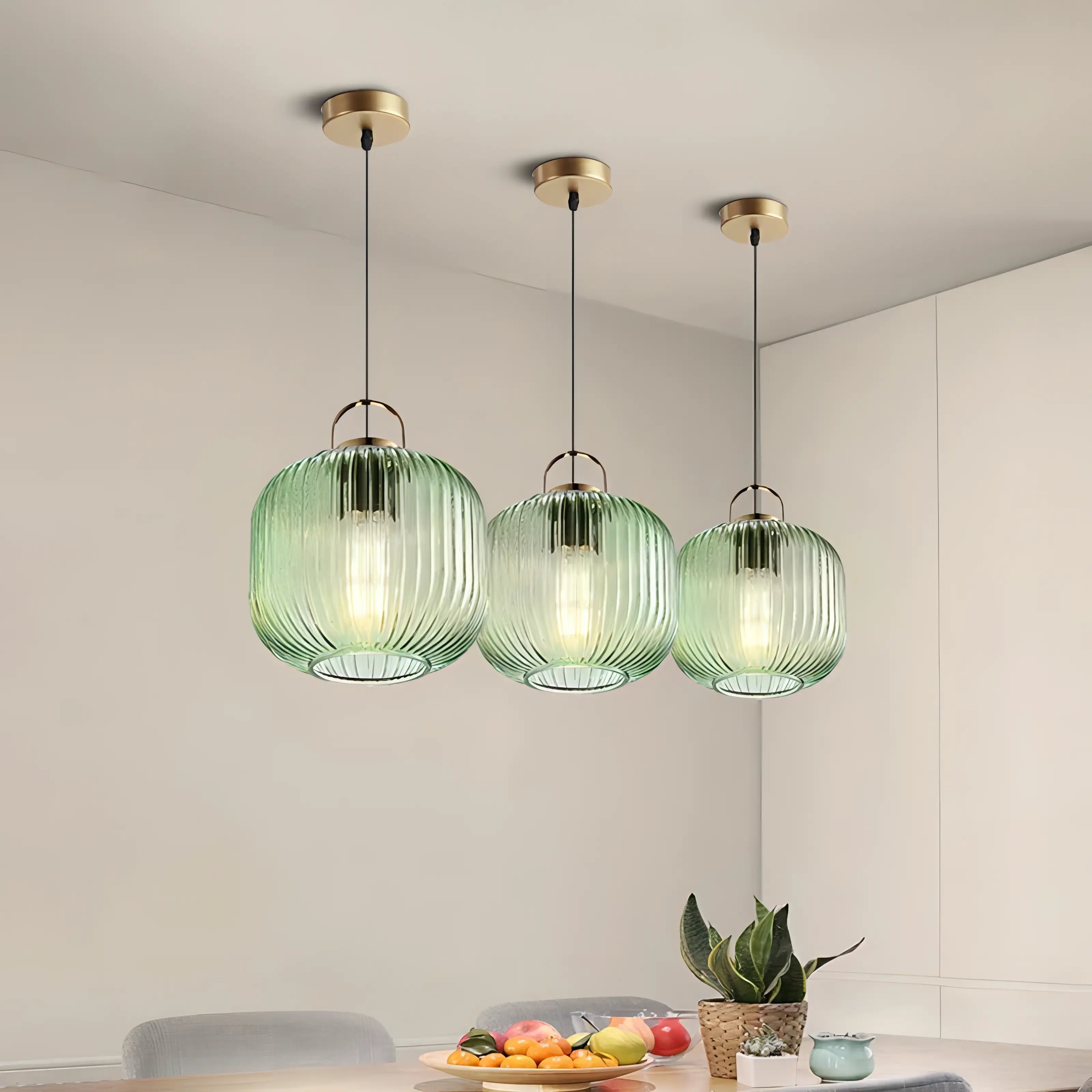 Cira - Green Patterned Glass Hanging Pendant Ceiling Light