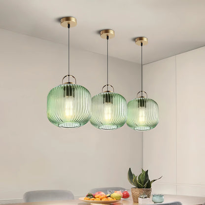 Cira - Green Patterned Glass Hanging Pendant Ceiling Light