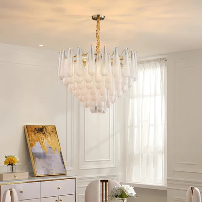 Roselia - Patterned Teardrop Glass Multi-layer Tiered Ceiling Light Chandelier