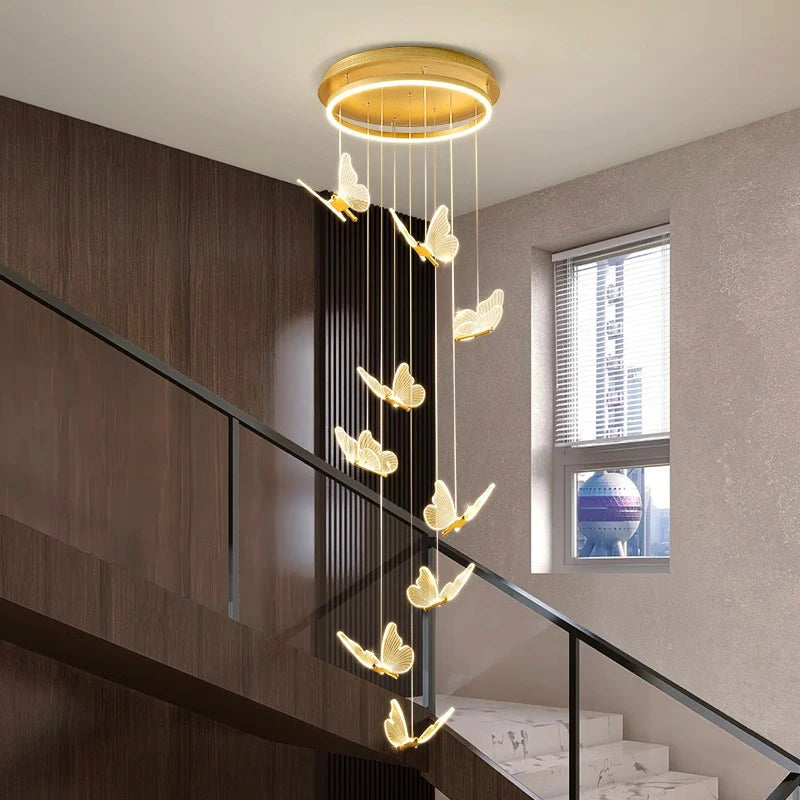 Valerie - Round Modern LED Butterfly Gold Ceiling Chandelier