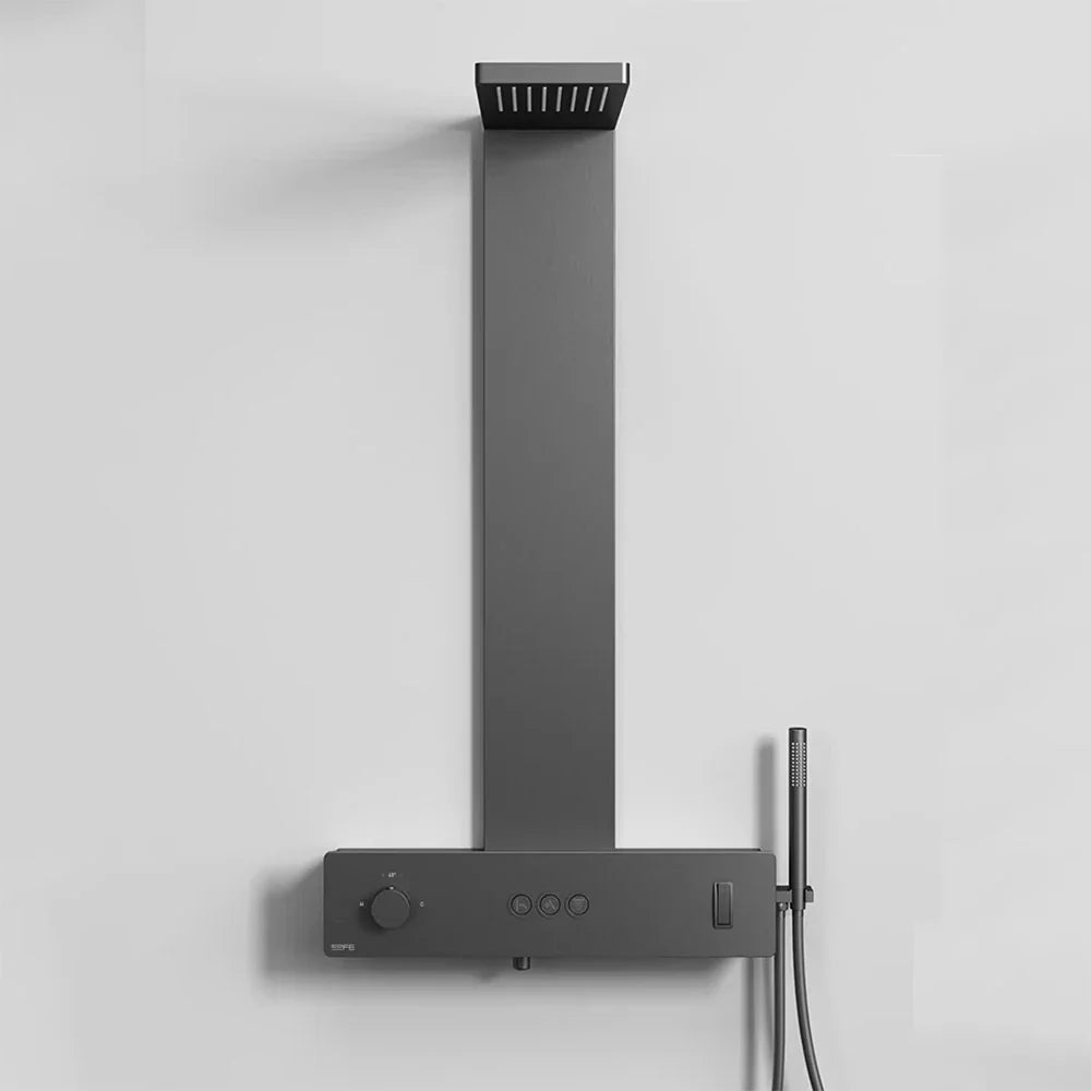 Buckner - Thermostatic Shower System with Storage and Towel Rack