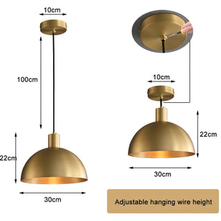 Jorja - Modern Gold Round Hanging Dish Black Cord Pendant Ceiling Light