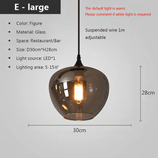 Filomena - Nordic Smoke Grey Glass Hanging Pendant Ceiling Light