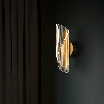 Alistair - Acrylic Bedside Wave Curved Gold Wall Light