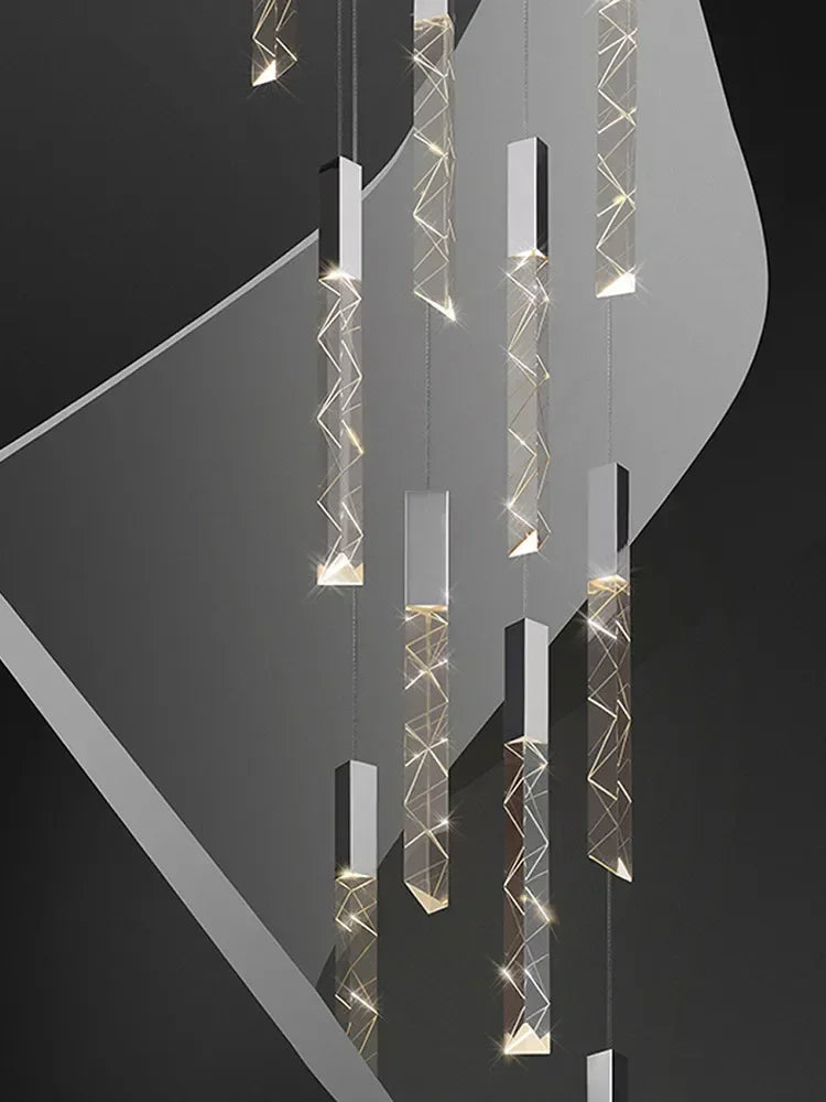 Tristan - Modern LED Transparent Long Bar Hanging Chandelier