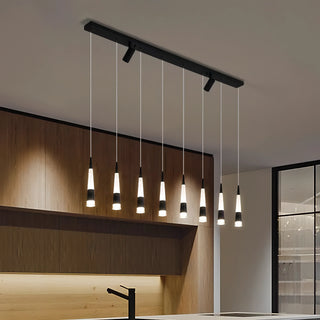 Riza - Modern Hanging Cone Glass Striped Pedant Ceiling Light