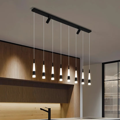 Riza - Modern Hanging Cone Glass Striped Pedant Ceiling Light