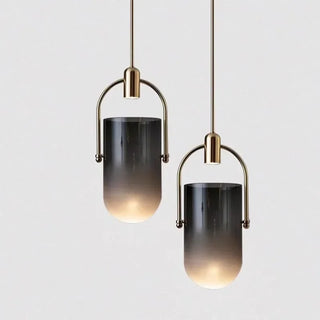 Franchesca - Coloured Glass Gold Frame Hanging Pendant Ceiling Light