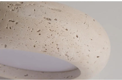 Birch - Round Natural Wood Travertine LED Ceiling Light