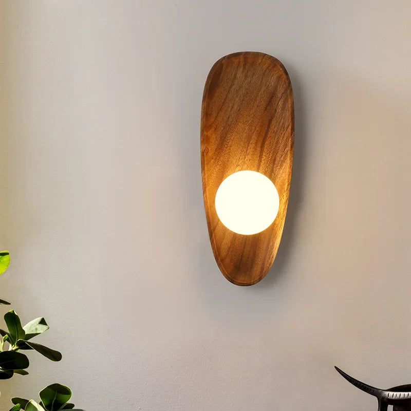 Stella - Natural Wooden Japanese Oval Circular Wall Light