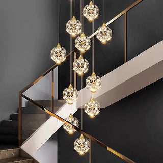 Percy - Hanging Crystal Gold Flower Ceiling Chandelier