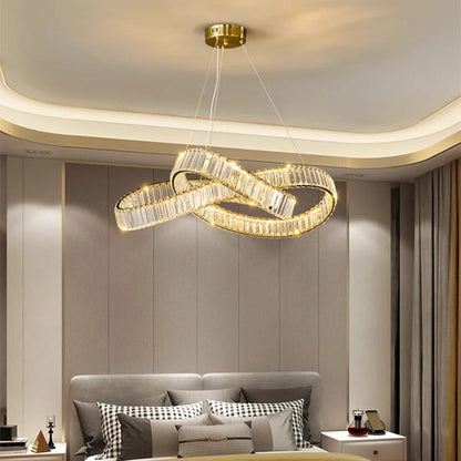 Diana - Modern Round Gold Crystal Hanging Chandelier