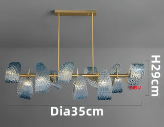 Piper - Blue Patterned Glass Gold Body Crystal Hanging Chandelier