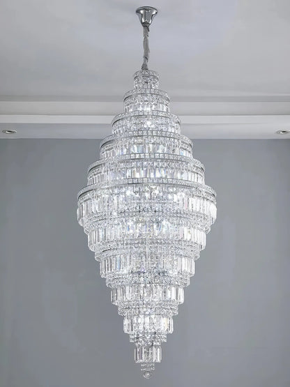 Genevra - Tiered Crystal Glass & Bead Chrome Chandelier