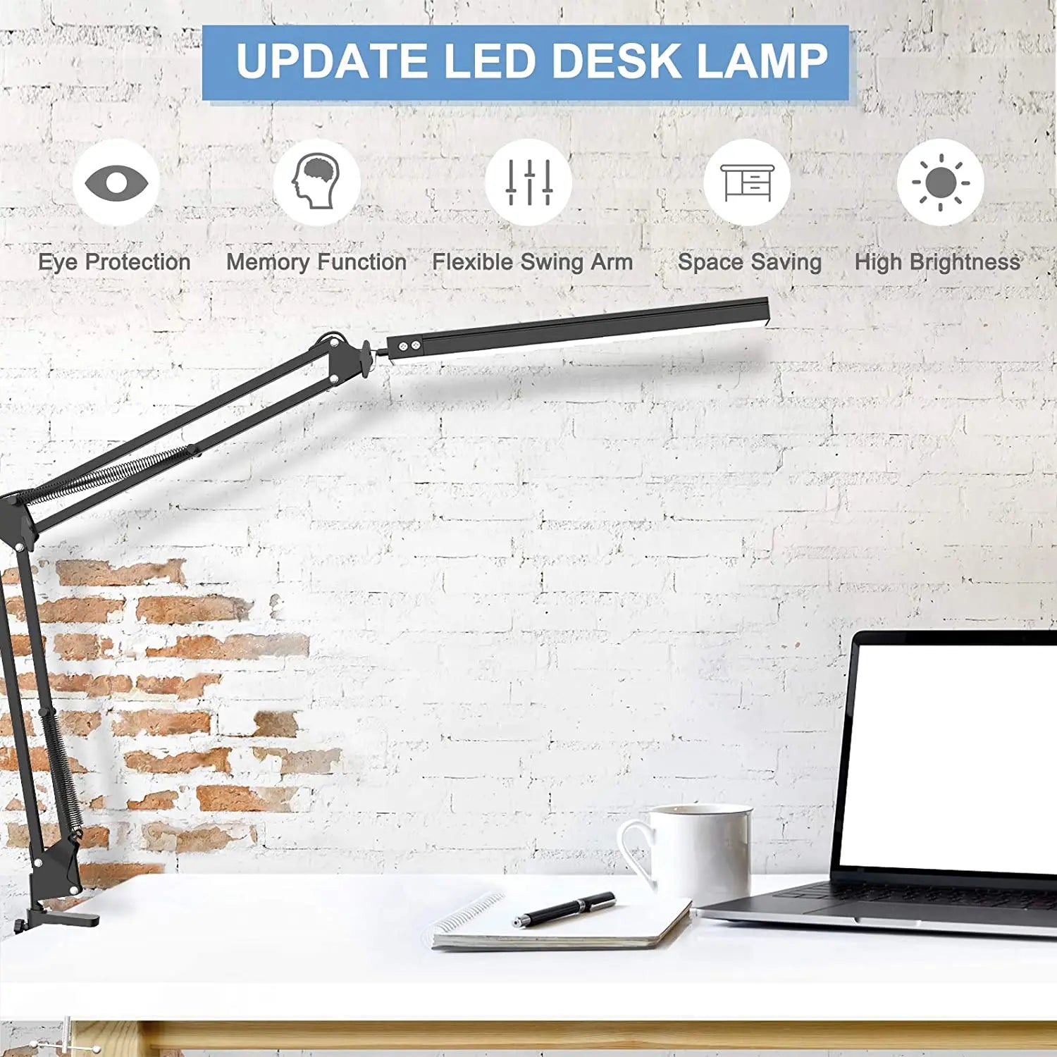 Hathaway - Task LED Adjustable Swing Arm Desk Light with Clamp