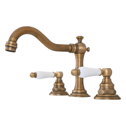 Maloney - Vintage Brass Dual Handle Deck Mounted Basin Mixer Tap