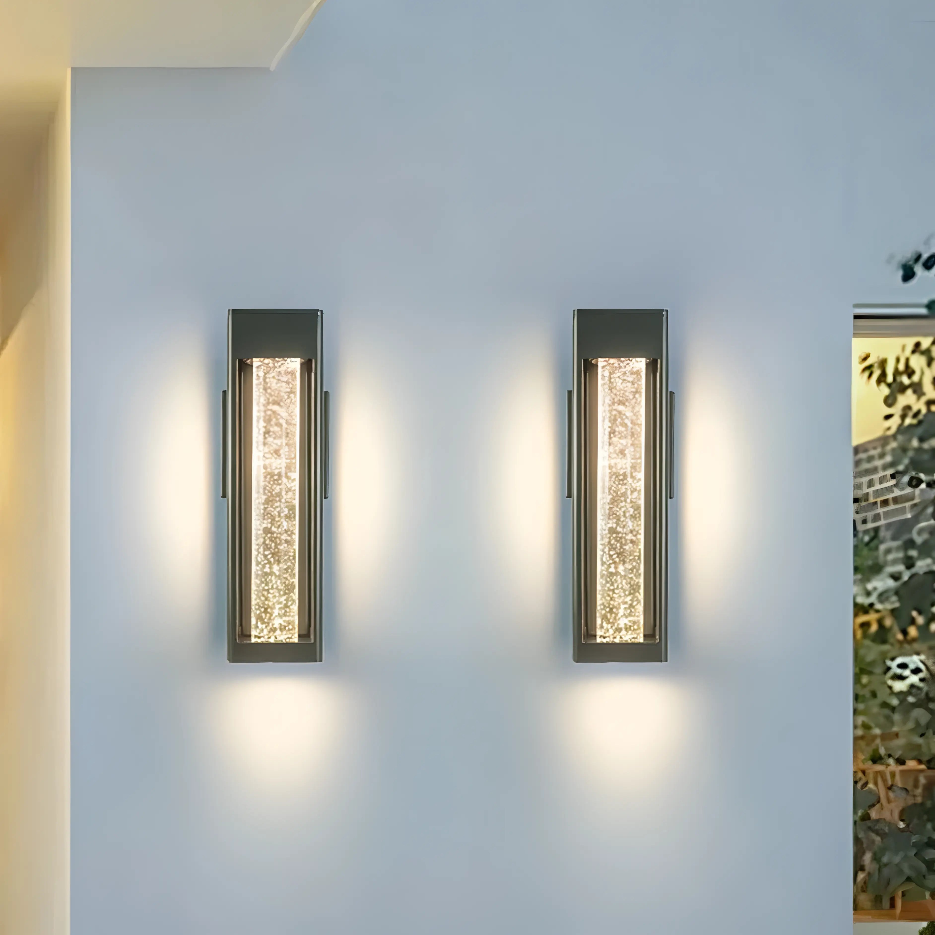 Holland - Black Caged Crystal Bubble Glass Outdoor Wall Light