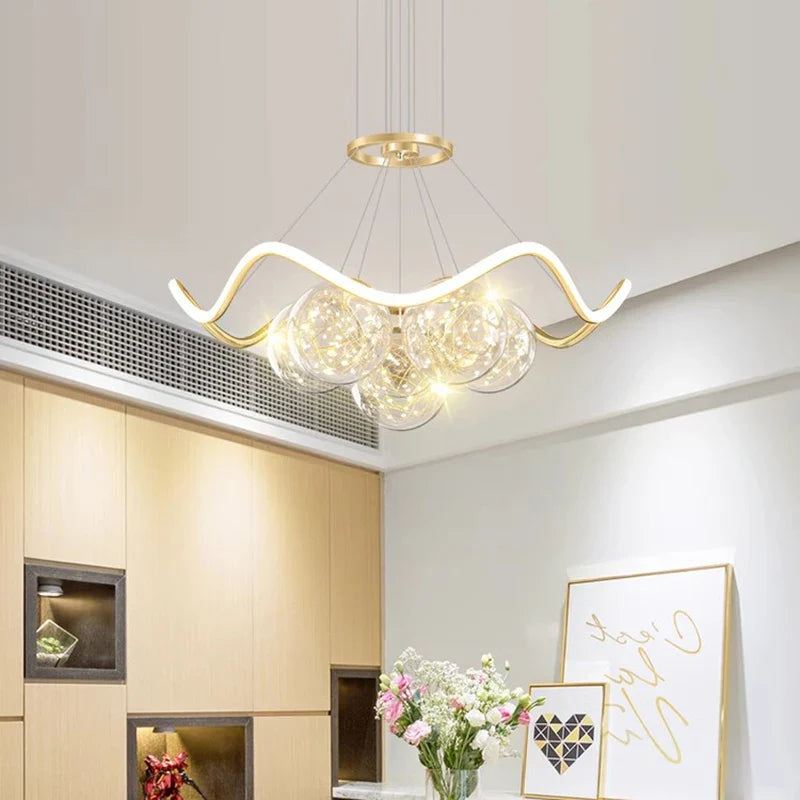 Jaron - Golden Multi Ball Hanging Glass Ceiling Light Chandelier