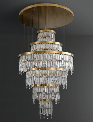 Asa - Gold Round Patterned Tiered Glass Ceiling Light Chandelier