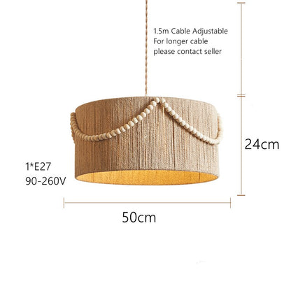 Janika - Bohemian Retro Wood Bead Ceiling Light