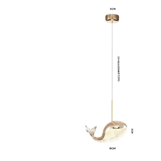 Rondio - Gold Dolphin/Whale Pendant Hanging Ceiling Light