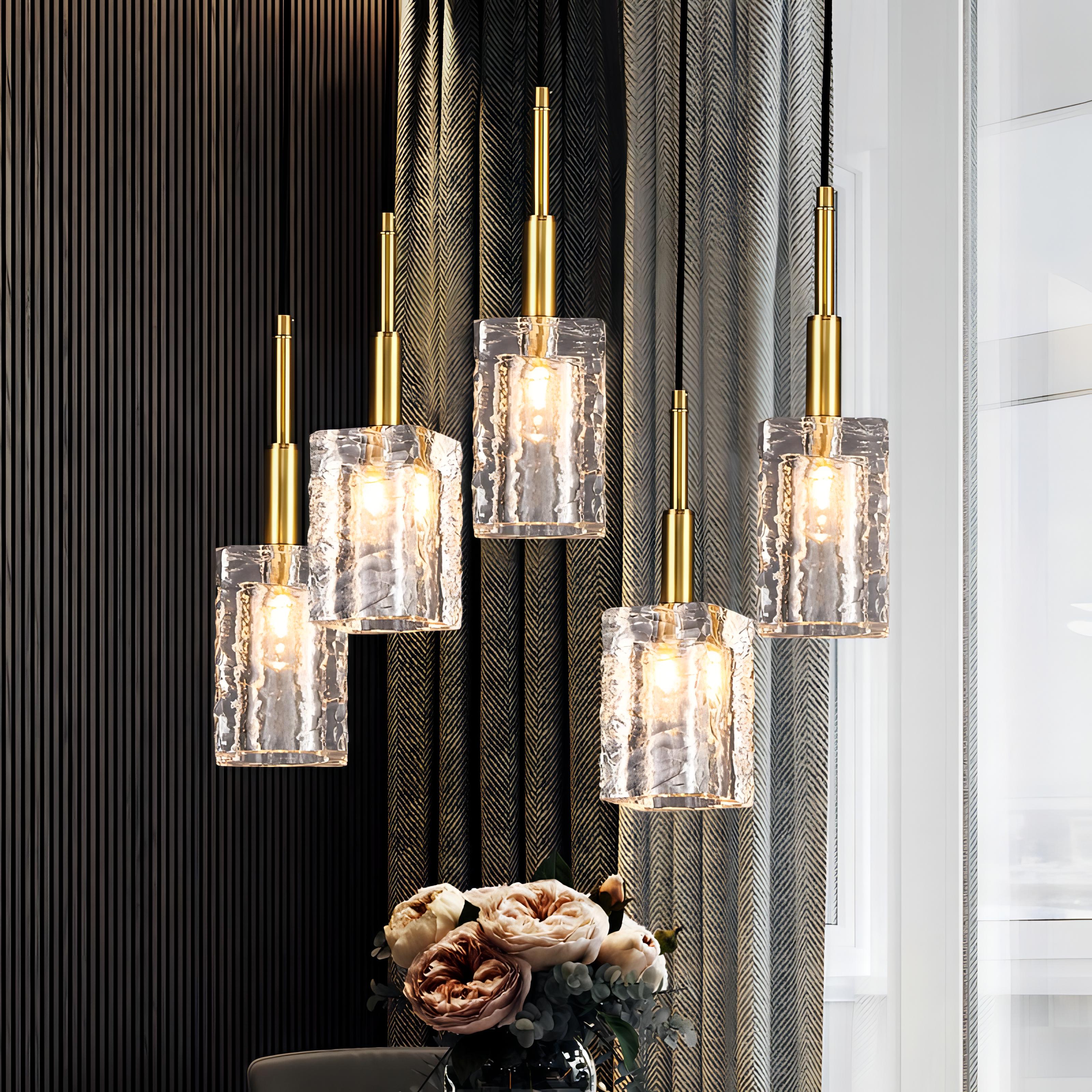 Aarav - Gold Glass Hanging Pendant Ceiling Light