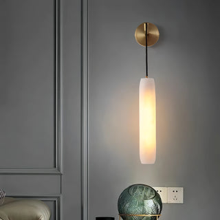 Addison - Modern Cylindrical Marble Hanging Shade Gold Canopy Wall Light