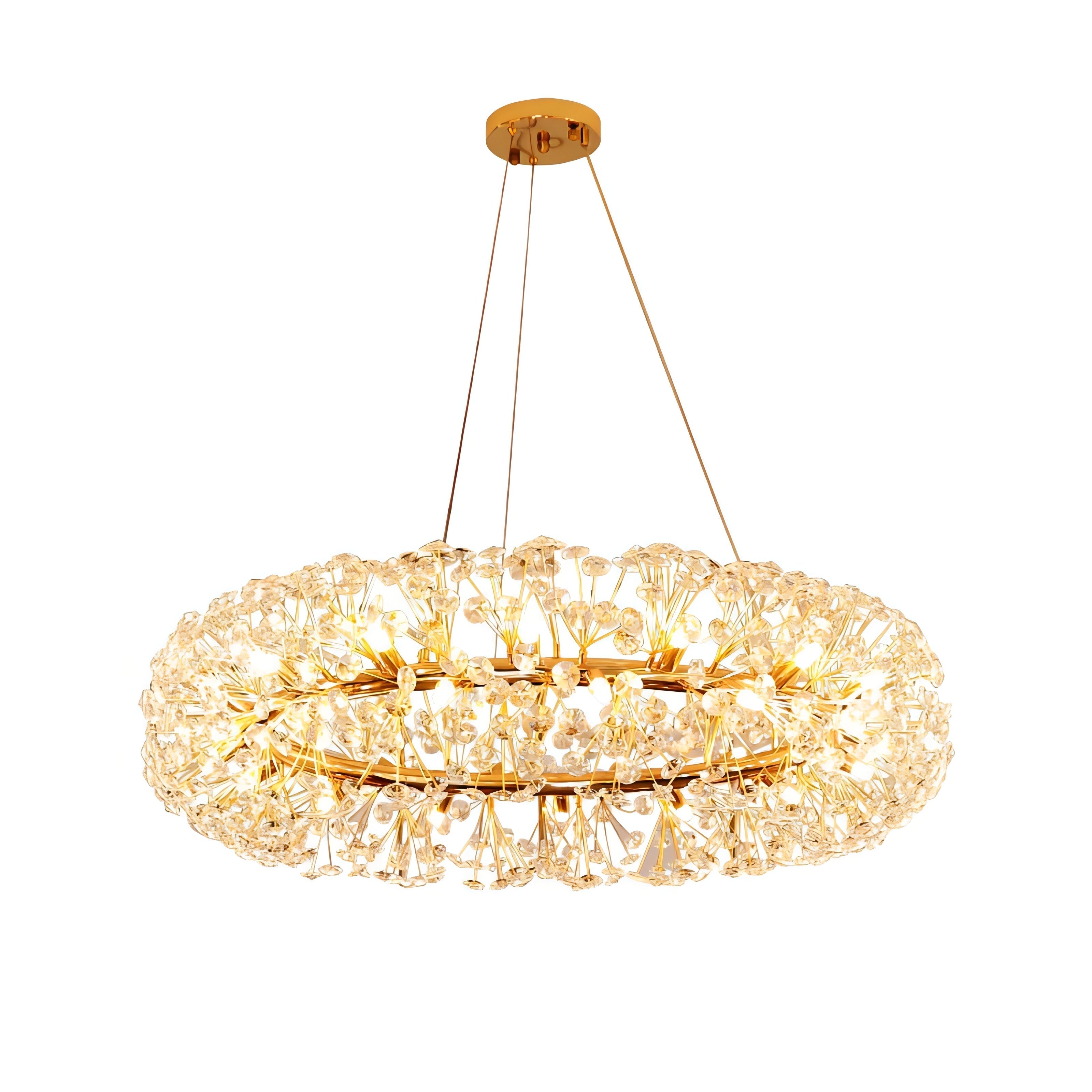 Abdiel - Glass Dandelion Gold Frame Round Clear Crystal Ceiling Light Chandelier