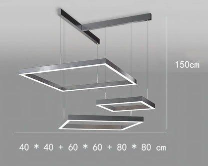 Brodie - Modern Minimalist Dimmable Hanging Square LED Ceiling Light Chandelier