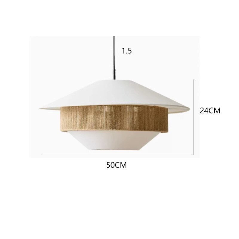 Jolanka - Vintage Japanese Round Double Shade White Hand Woven Ceiling Light