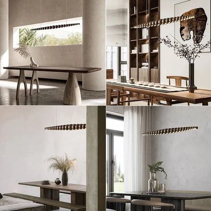 Walker - Modern Wooden Bead Long LED Ceiling Light