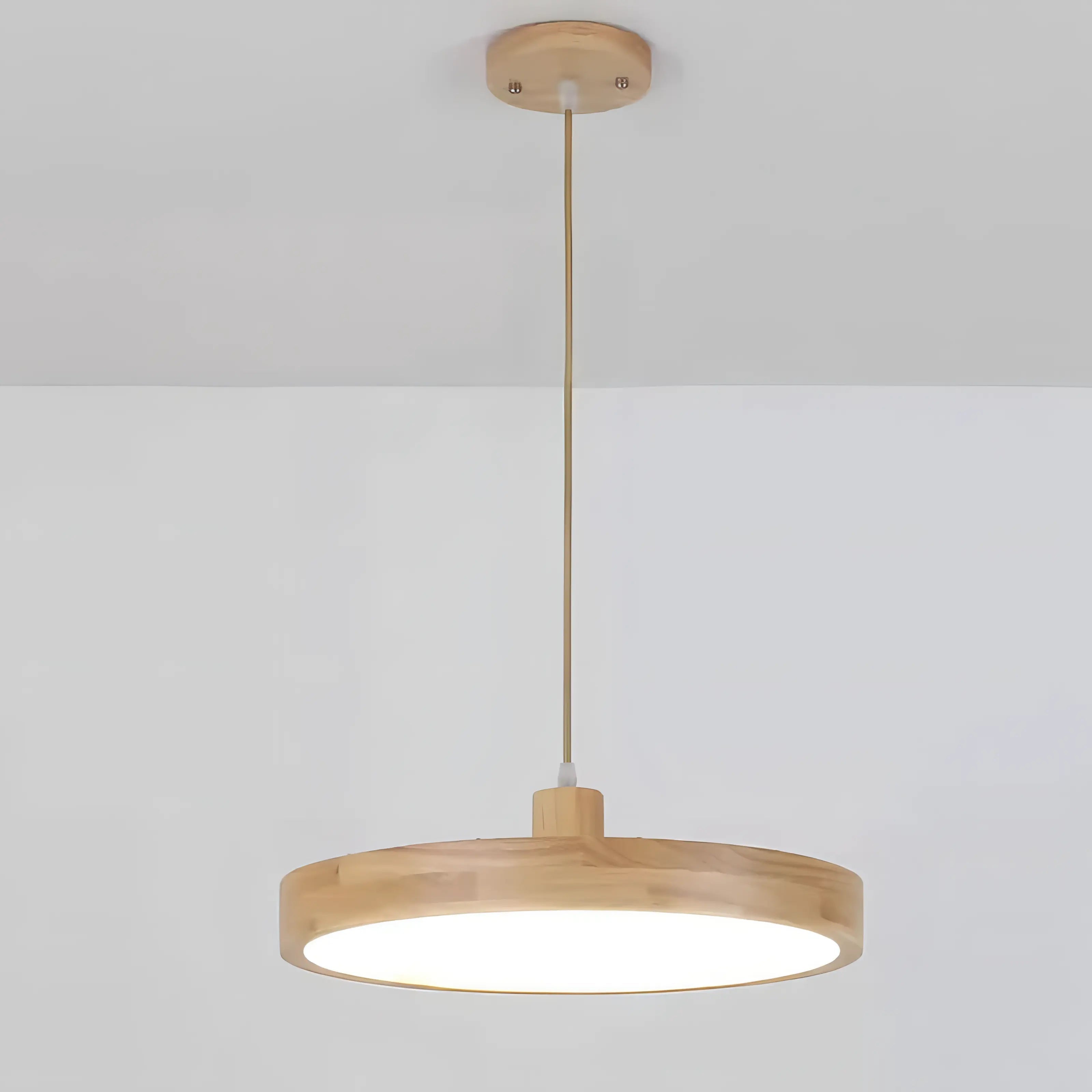Dulce - Modern Thin Round Wooden Hanging Pendant Ceiling Light
