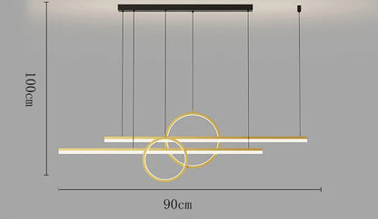 Evdokia - Modern Long Bar LED Double Ring Ceiling Light Chandelier