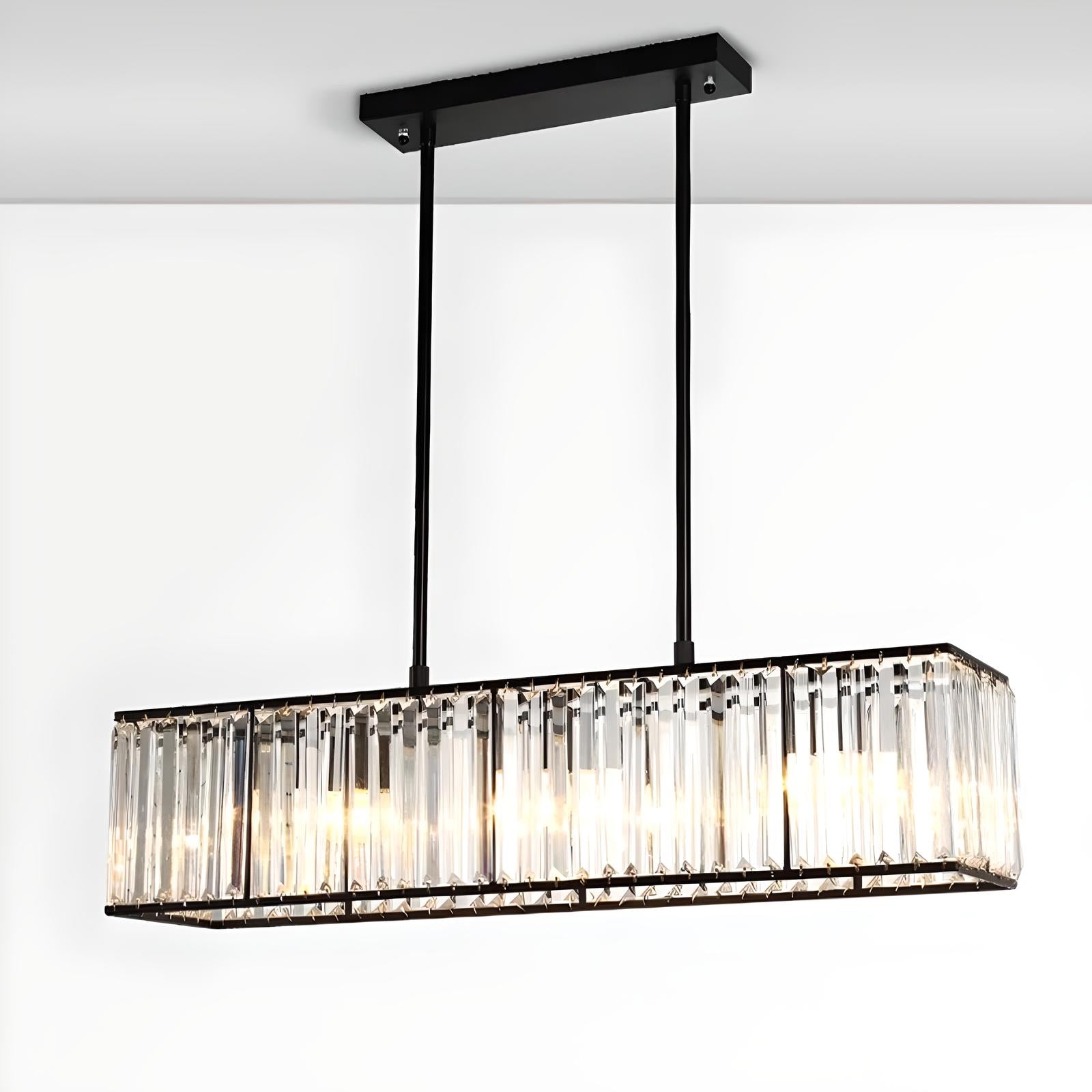 Fiona - Rectangular LED Crystal Pendant Chandelier