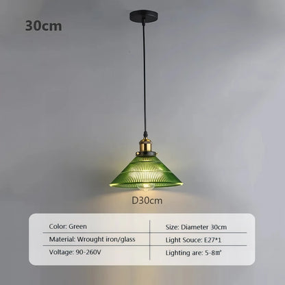 Olga - Round Green Glass Pendant Hanging Light