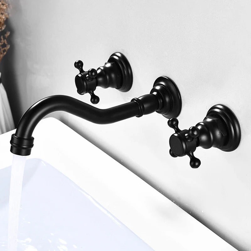 Maira - Vintage Style Dual Handle Hot/Cold Mixer Wall Tap