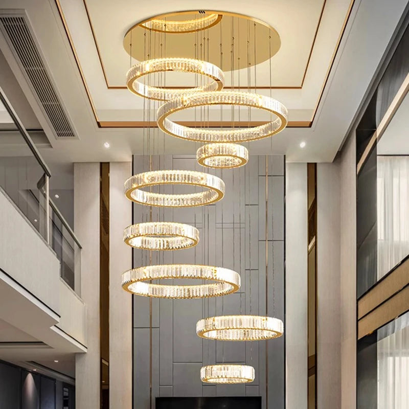 Esther - Crystal Round Gold Hanging Chandelier