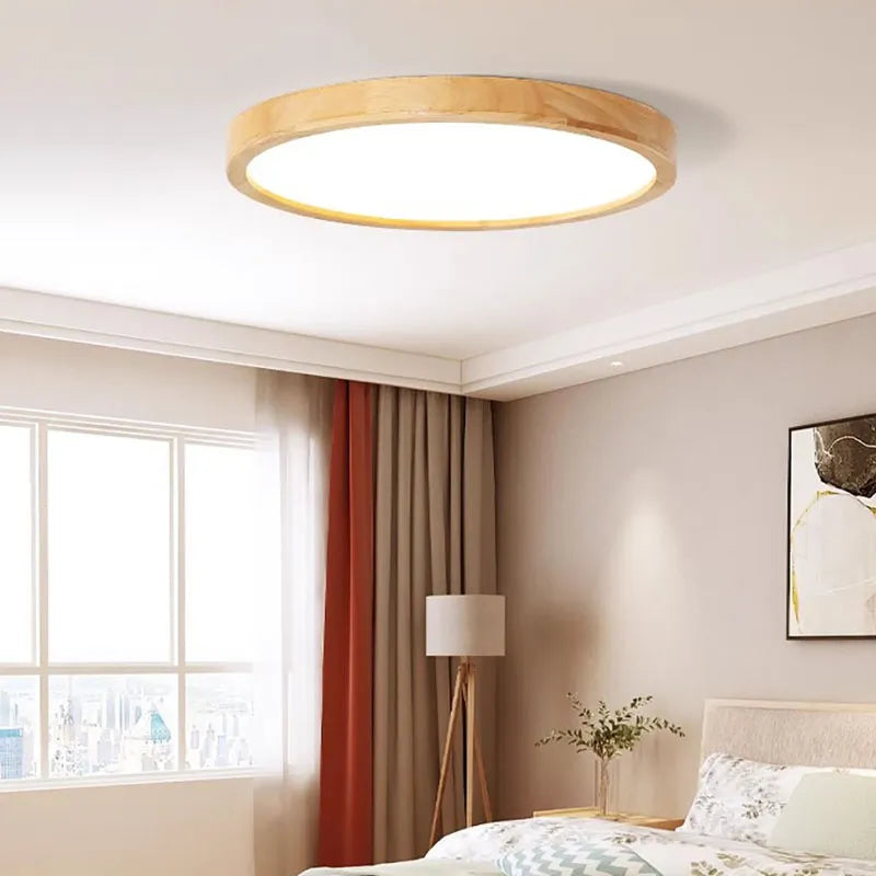Wood Nordic Thin LED Round Ceiling Light