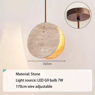 Edilberto - Double Circular Stone Wabi Sabi Hanging Pendant Ceiling Light