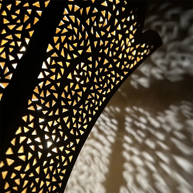 Mauro - Vintage Perforated Gold Lantern Hanging Pendant Ceiling Light