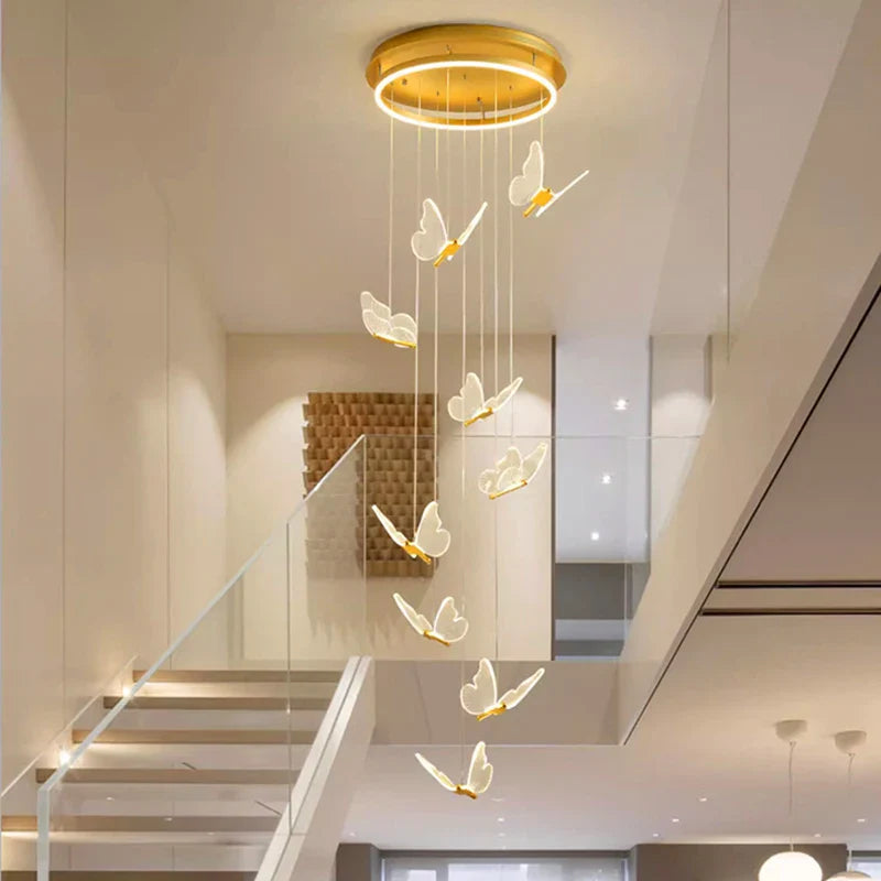 Valerie - Round Modern LED Butterfly Gold Ceiling Chandelier