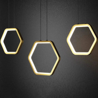 Glykeria - Modern Industrial Hexagon LED Multi Ring Hanging Ceiling Light