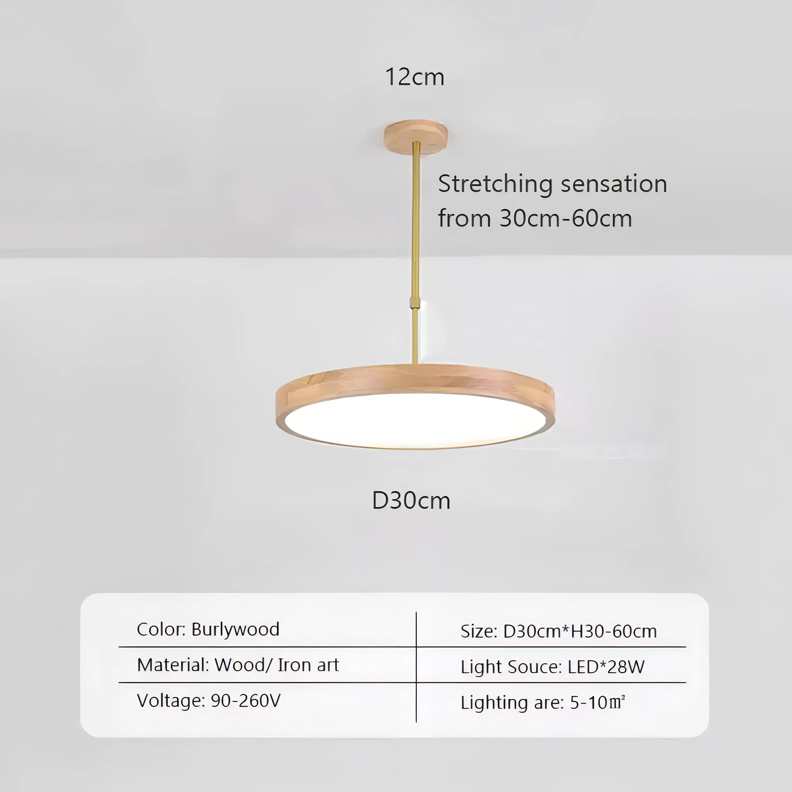 Dulce - Modern Thin Round Wooden Hanging Pendant Ceiling Light