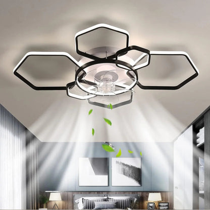 Genaro - Modern Hexagonal 6 Speeds LED Ceiling Fan with Remote Control