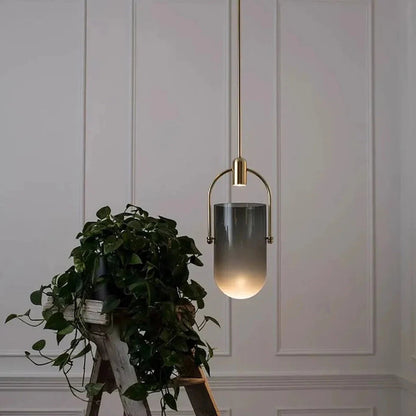 Franchesca - Coloured Glass Gold Frame Hanging Pendant Ceiling Light