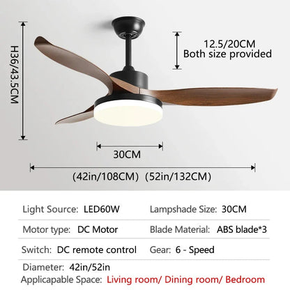 Johana - Modern 3-Blade Ceiling Fan with Integrated Round LED Light