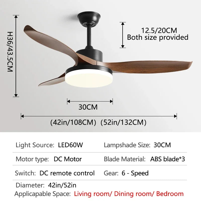 Johana - Modern 3-Blade Ceiling Fan with Integrated Round LED Light