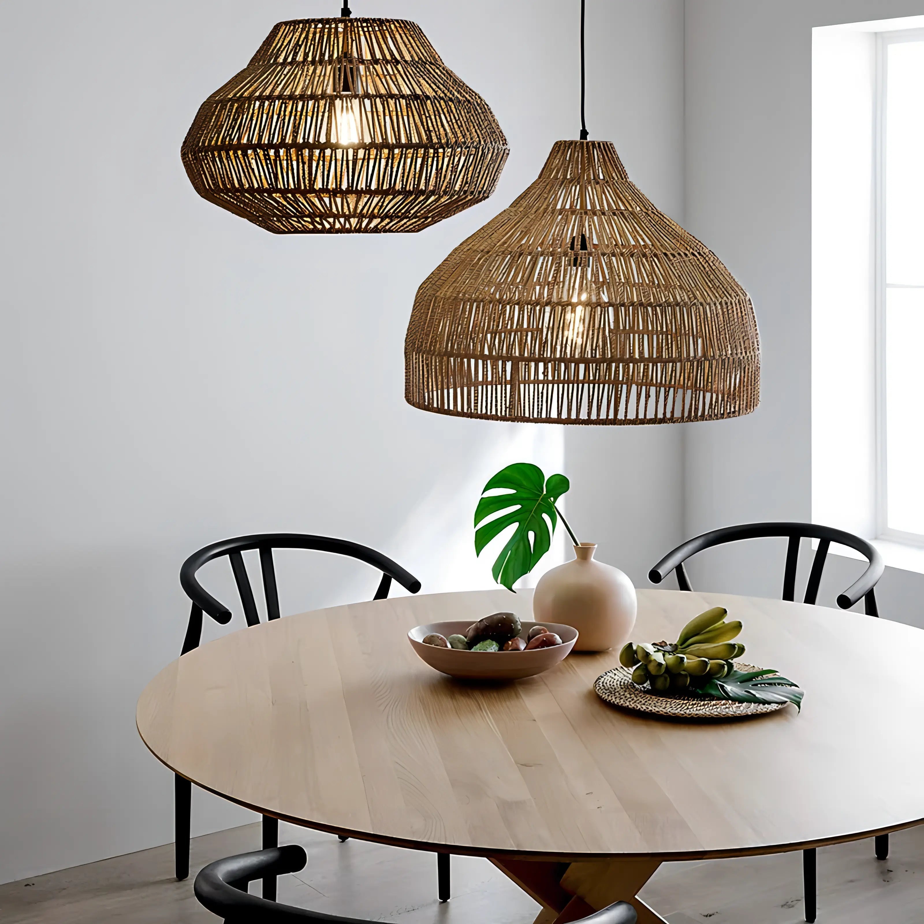 Kenan - Handmade Woven Rattan Round Ceiling Pendant Light